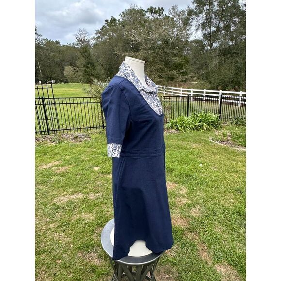 Tatiana & Natouchi Women's Navy/Cream Fit & Flare Paisley Size XL Dress - Picture 6 of 9